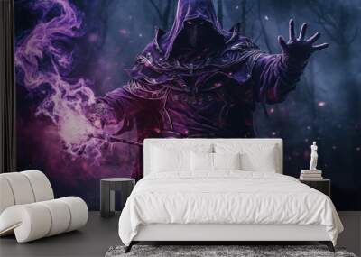 Ancient sorcerer casting a spell , ai, ai generative, illustration Wall mural