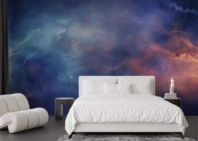 nebula space blue and orange, epic film poster background, ultra wide shot Wall mural