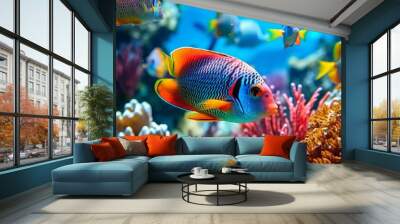 Underwater shot of the life in the sea with vibrant colors Wall mural