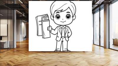 Cute vector illustration Businessman doodle for toddlers worksheet Wall mural