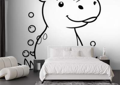 Cute vector illustration Hippo hand drawn for kids coloring page Wall mural