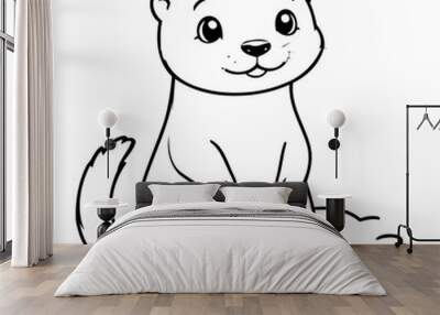 Cute vector illustration Otter hand drawn for kids page Wall mural