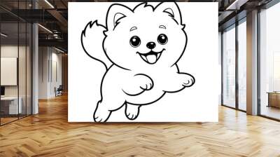 Cute vector illustration Pomeranian drawing for kids colouring activity Wall mural