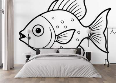 Cute vector illustration Tetra drawing for colouring page Wall mural