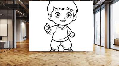 Vector illustration of a cute Boy drawing for children page Wall mural