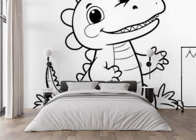 Vector illustration of a cute Crocodile doodle for toddlers coloring activity Wall mural