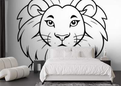 Vector illustration of a cute Lion drawing for colouring page Wall mural