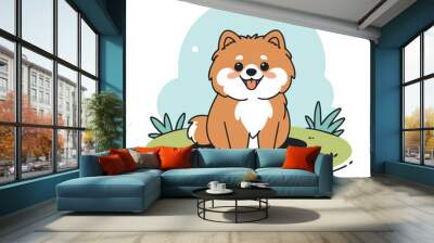 Vector illustration of a cute Pomerian for kids books Wall mural