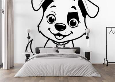 Vector illustration of a cute Puppy doodle colouring activity for kids Wall mural