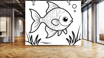 Vector illustration of a cute Tetra drawing for toddlers coloring activity Wall mural