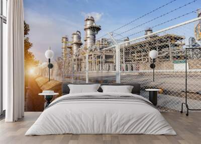 Restricted area factory. Petrochemical oil refinery factory plant. Wall mural