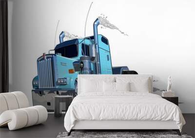 Cartoon semi truck isolated on white background Wall mural