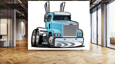 Cartoon semi truck isolated on white background Wall mural