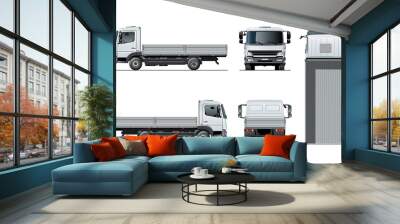 Vector flatbed truck template isolated on white Wall mural