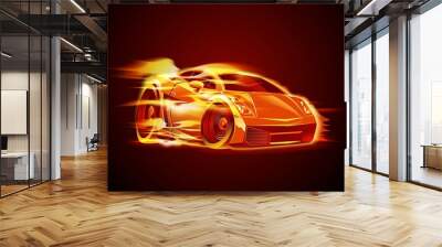 Vector modern cartoon car Wall mural