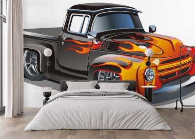 Vector retro cartoon hotrod Wall mural