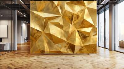 Graphic background illustrating geometric shape of reflective gold Wall mural