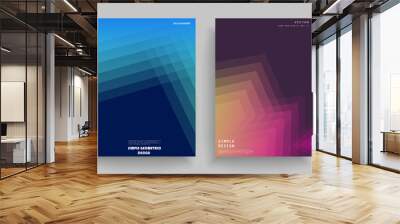 Abstract geometric pattern background for brochure cover design. Blue, yellow, red, orange, pink and green vector banner template Wall mural