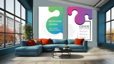 Covers templates set with graphic geometric elements. Applicable for brochures, posters, covers and banners. Vector illustrations. Wall mural