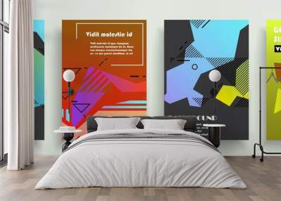 Modern abstract covers set, Modern colorful wave liquid flow poster. Cool gradient shapes composition, vector covers design.	 Wall mural