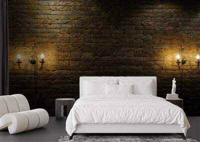 Decorative antique vintage style light bulbs brick wall Wall mural