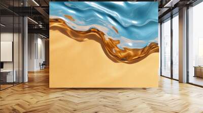 Reflections of waves on a sandy shore, capturing the flow of the ocean Wall mural