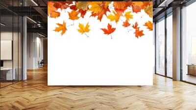 Autumn leaves falling isolated on transparent or white background Wall mural