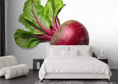 Beetroot with leaves isolated on transparent or white background, png Wall mural