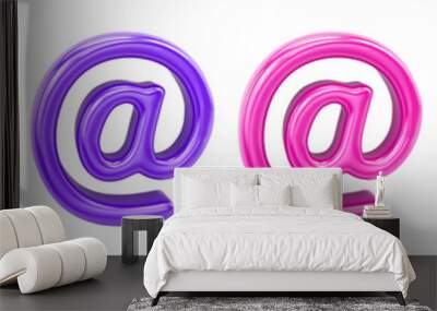 Cartoon email at sign isolated on transparent background Wall mural