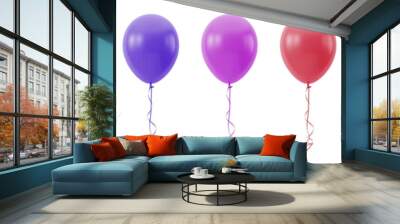 Collection set of colorful balloons isolated on transparent or white background, png Wall mural