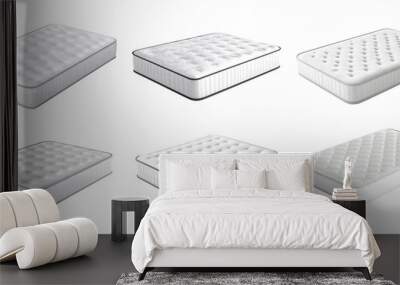 Collection set of mattresses isolated on transparent or white background Wall mural