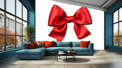 Red bow isolated on transparent or white background, png Wall mural