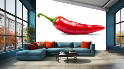 Red hot chili pepper isolated on transparent and white background, png Wall mural