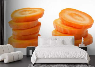 Set of carrot slices isolated on transparent or white background Wall mural