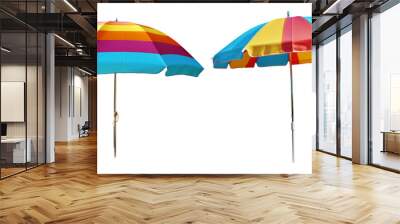 Set of two colorful beach umbrella isolated on transparent or white background, png Wall mural