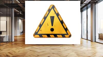 Yellow triangle warning sign isolated on transparent background Wall mural