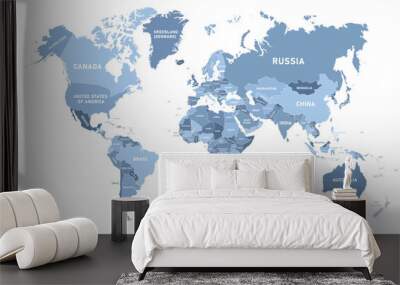 High detail  World Map with country names vector stock illustration Wall mural