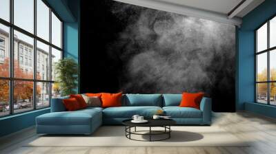 isolated smoke, abstract powder, water spray on black background. Wall mural