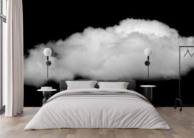 White cloud, Fluffy texture , Abstract, isolated on black background Wall mural