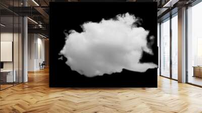 White cloud isolated on black background, Fluffy texture , Abstract smoke Wall mural