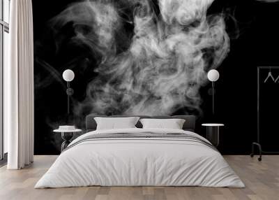 white smoke isolated on black background, abstract powder, water spray, Add smoke effect Wall mural