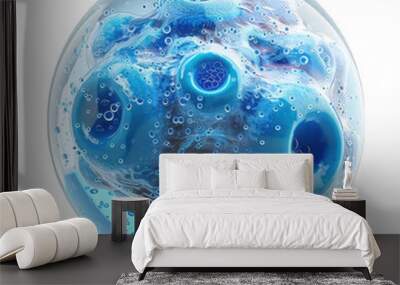 A blue sphere with bubbles in it Wall mural