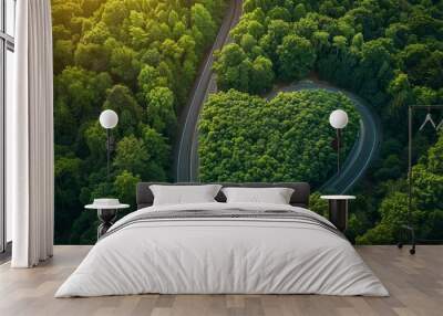 A Road Through Earth's Green Heart. Concept Environment. Wall mural