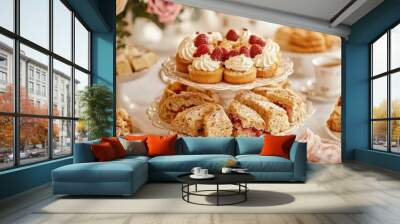 A traditional English afternoon tea setup Wall mural