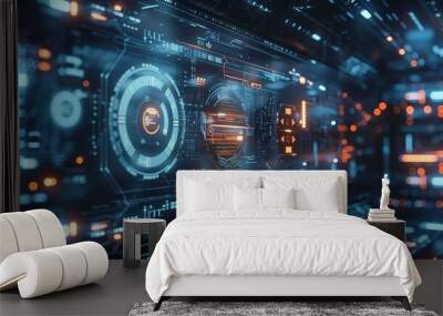 Automation business process innovation technology concept on virtual screen  Wall mural