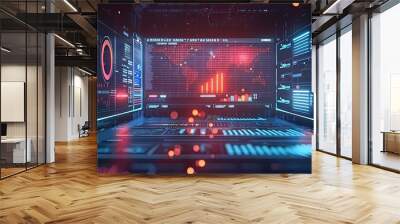 Business and Finance Concept : Business analytics big data analysis technology concept on VR screen Wall mural