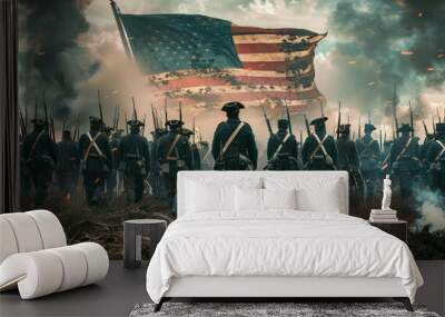 Civil war with america flag background Wall mural