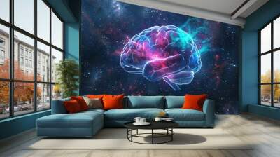 Cosmic brain with nebula and stars Wall mural