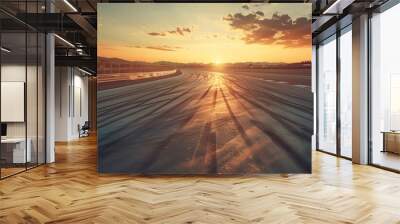 Deserted Formula One race track at sunrise Wall mural