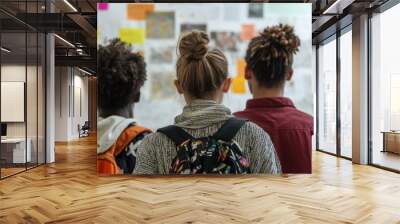 Diverse Students Collaborating in a Vibrant Classroom Wall mural